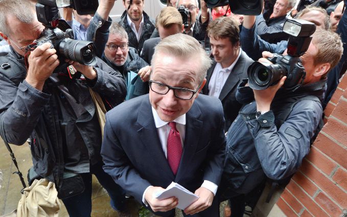 Michael Gove faces the cameras.