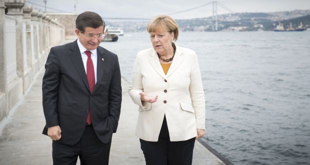 Angela Merkel with Ahmet Davutoglu.